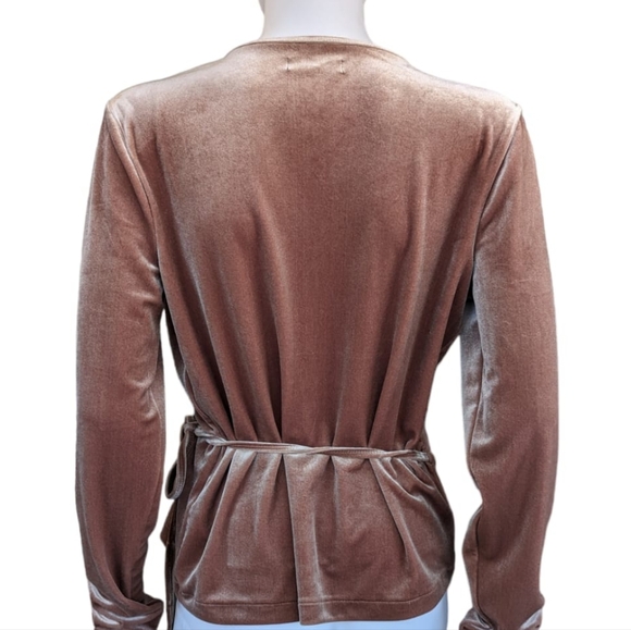 Madewell Velvet Wrap Crossover Top, Long Sleeve with Stretch - Picture 3 of 12